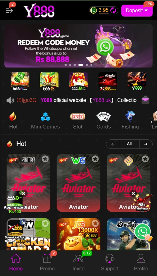 Y888 Game interface