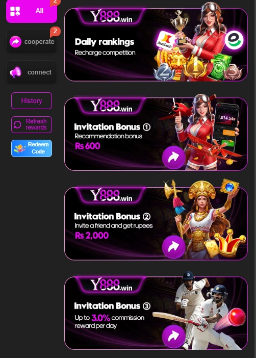 Y888 Game rewards