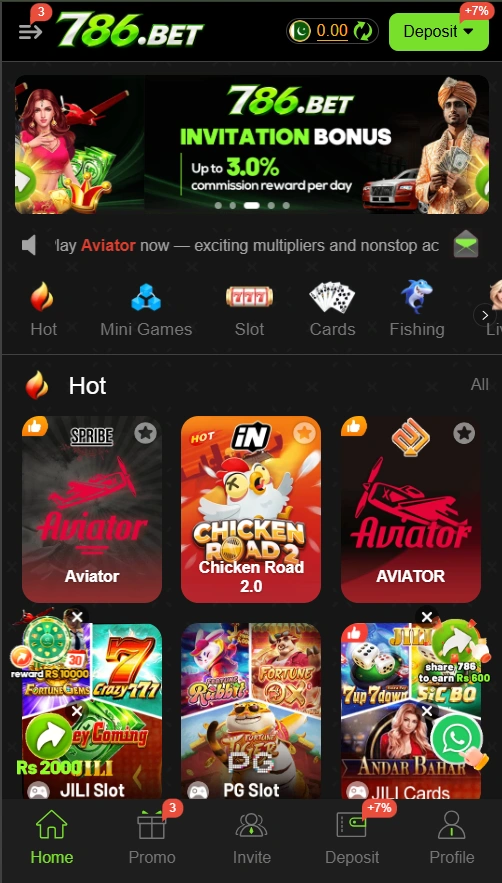 786 Bet Game interface