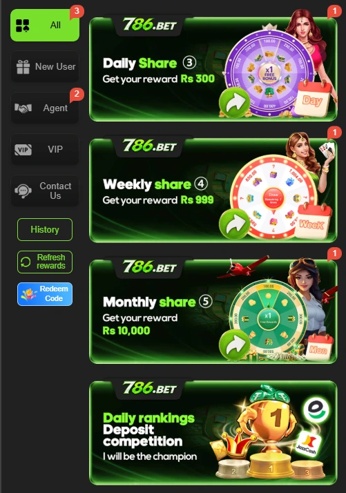 786 Bet Game rewards