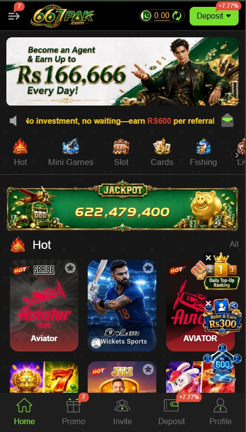 667Pak Game interface