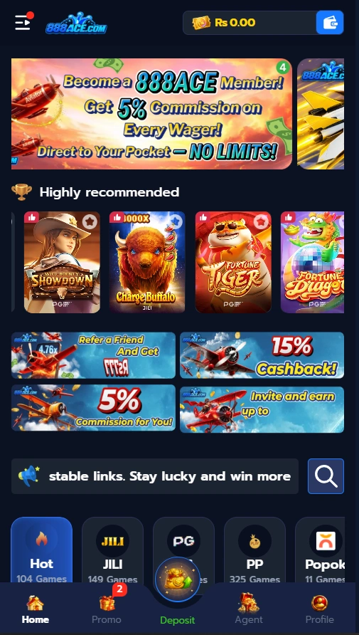 888Ace Game interface